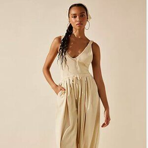 Free People Zon Jumpsuit Beige Women Medium